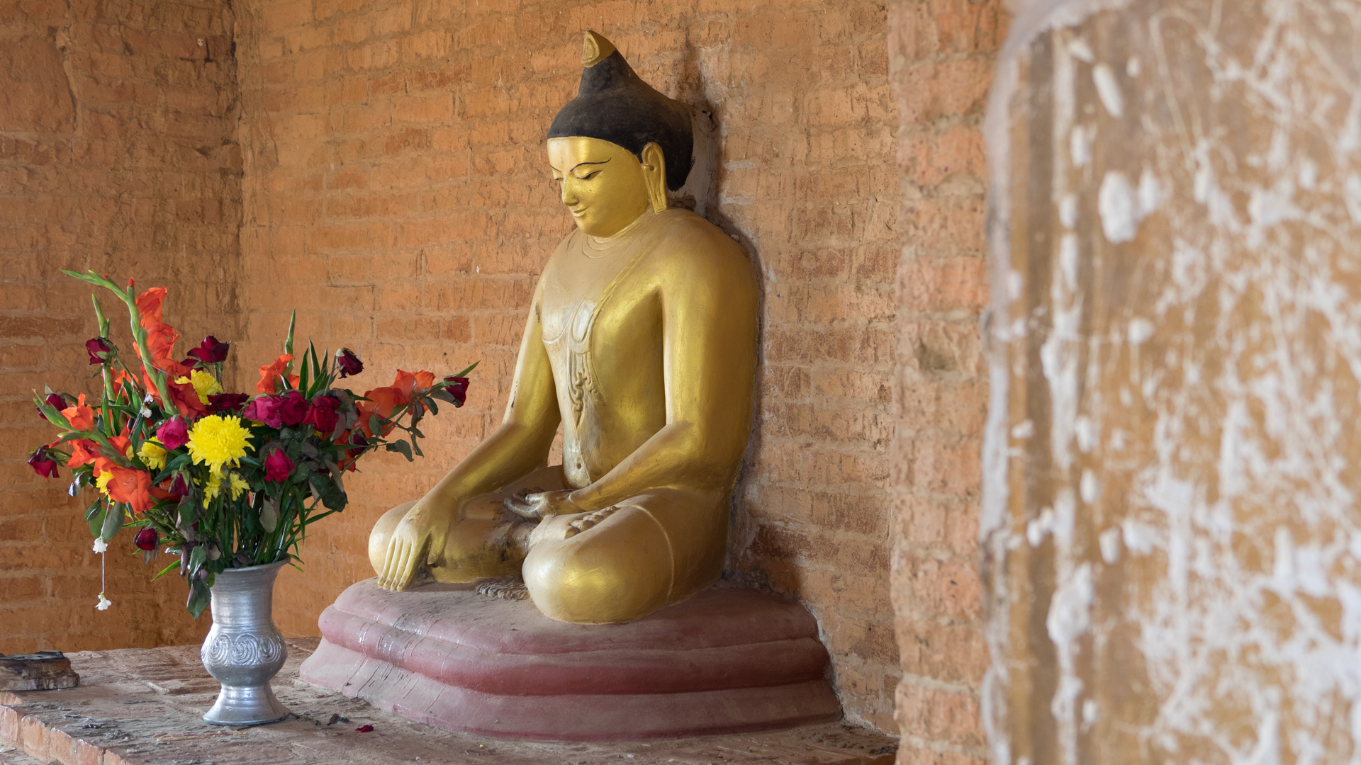 Buddha statue in one of the many temples in Old Bagan