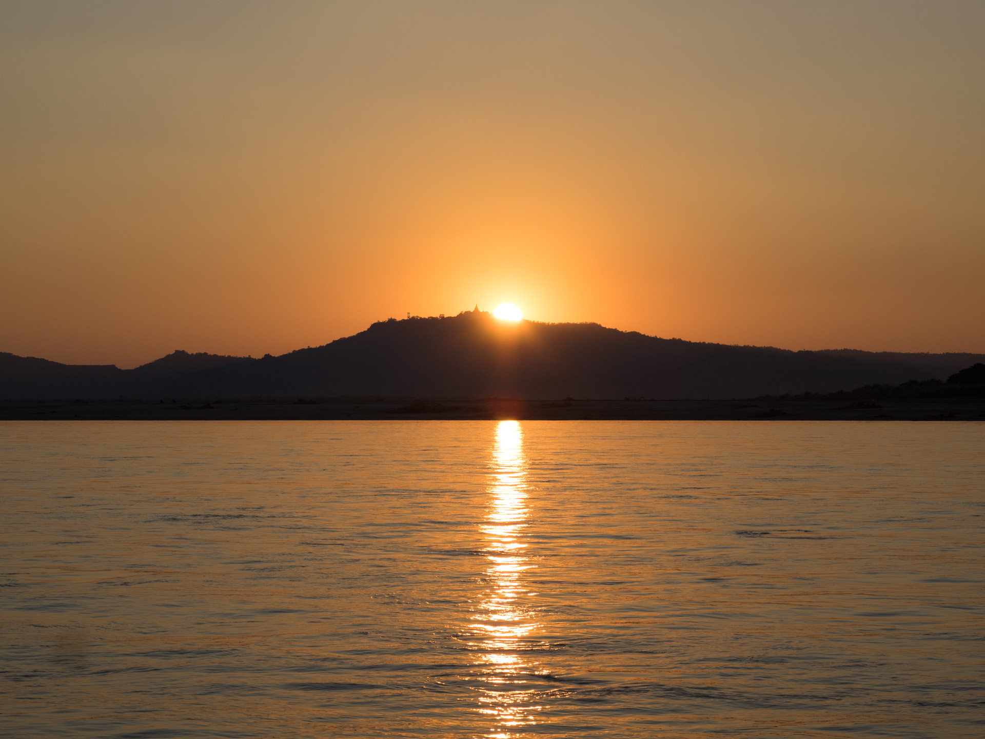 Sunset over Irrawaddy river
