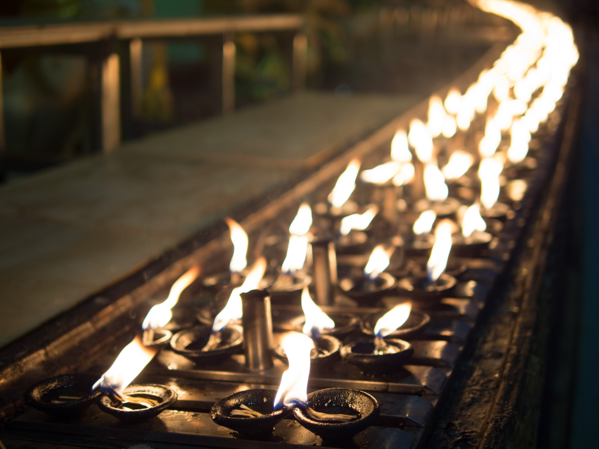 Candle lights at Shwedagon pagoda in Yangoon.